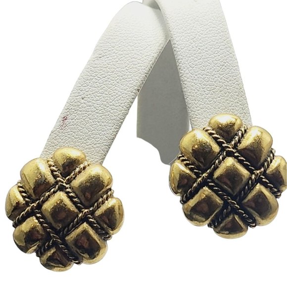 Vintage YSL Textured Pierced Earrings (A2206) - Picture 1 of 5